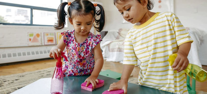 children cleaning skills